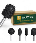 Extreme Coarse Ball Nose Rotary Burr For 1/4 Inch Shaft, Tungsten Carbide Wood Rasp Bit For Drills with packaging box.