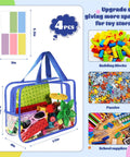 Clear PVC Storage Bags Set With Zipper And Labels, Waterproof Travel Organizer Pouches, includes blocks, puzzles, 4 Pack, Large 12 x 9.2 x 4 inches, Multicolor