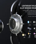 Close-up of nylon alloy Bowens mount on Octagonal Softbox Kit 35 Inch By 90 Cm With Bowens Mount For Studio Photography And Video Streaming Includes Grid Diffusers And Carry Bag Quick Release System For Continuous Lighting Strobe And Flash Pro Grade Gear