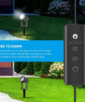 Outdoor Landscape Lighting Kit With Dusk To Dawn Sensor Controller For Auto On Off 4 Pack Weatherproof Pathway Garden Yard Spotlights Easy Install Low Maintenance Energy Efficient Perfect For Driveways And Borders showing spotlights on lawn