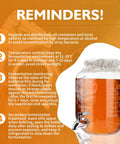 1 Gallon Kombucha Starter Kit With Glass Jar, Spigot And Stainless Mesh Filter next to reminder list for brewing kombucha.