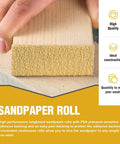 Longboard Sandpaper 220 Grit Two And Three Quarter Inch Wide By Twenty Yard PSA Roll being used on wood, highlighting adhesive backing