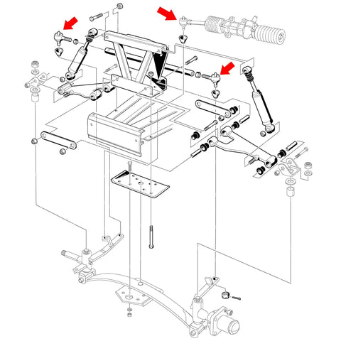 Ball Joint Kit For Club Car DS Golf Cart 1976 To 2008 Set Of 3 Tie Rod Ends Two Left Hand Threads OEM 7540 And One Right Hand Thread OEM 7539 Non Greasable Self Lubricating Direct Replacement shown in steering linkage diagram