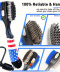 Magnetic Golf Club Cleaning Kit With American Flag Towels, Dual Pack Groove Brush And Groove Pick showing brush details.