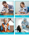 10X Magnifying Floor Lamp With Light And Stand 3 In 1 Hands Free Loupe used in repair, sewing, knitting, and facial tasks