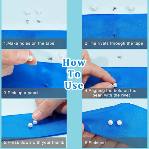 Step-by-step usage of 100 Piece Pearl Rivets And Pins Kit For Clothing Decoration 6mm White Round Plastic Pearl Buttons