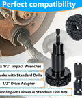 All In One Wheel Bolt Cleaning Kit With Fifteen Treatment Pads A Special Drill Bit And A Half Inch Impact Wrench Adapter shown