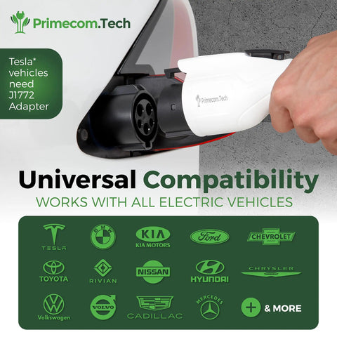 Level 2 EV Charger 24 Amp Adjustable Amperage 10A 16A 24A with 30 Foot Cable and 6-30P Plug charging electric vehicle