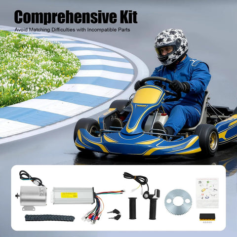 Go-kart with 48V 2000W Brushless DC Motor Kit with 4300RPM High Speed Electric Motor, 5.4 Nm Controller and LCD Throttle