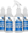Pro Grade 99.9% Isopropyl Alcohol Gallon Pack With Heavy Duty Spray Nozzle, 4 Bottles Of 32 Oz Each, Top Shelf Purity For Cleaning Electronics, Surfaces, And General Use, Made In USA four 32 oz bottles with one spray nozzle