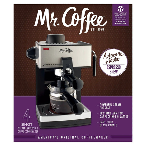 The Real Deal 4 Cup Steam Espresso System With Built In Frothing Arm For Rich Coffee And Creamy Lattes Easy Peasy Setup, compact espresso maker.