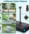 Pond Filter With Built In UV Clarifier And Water Pump Kit For Backyard Ponds showing three water patterns and adjustable valve