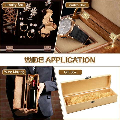 Heavy Duty Vintage Butterfly Hasp Latch Kit For Decorative Wooden Boxes And Jewelry Cases Boasting A Hella Nice Yellow Bronze Finish With Tight Install Screws Providing A Kickass Hold For All Your Treasures used in various storage applications like jewelry and wine boxes.