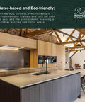 Modern kitchen interior highlighting Intense Black Water Based Wood Stain Pre Treatment For Indoor Use Super Quick Dry Eco Friendly Formula Bonds Perfectly Covers Two Hundred Square Feet Per Liter application on cabinetry and beam ceiling.