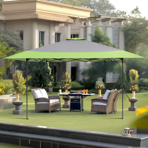 Pop-Up Canopy Tent 13x13 Instant Shelter With Wheeled Carry Bag 150D Oxford Fabric Green Adjustable Height 3 Positions 169 Sq Ft Shade