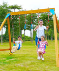 Top Shelf Heavy Duty Swing Hangers Rust Proof 304 Stainless Steel Smooth Ball Bearings Built Different To Handle Up To 1500 Lbs Quick Rig For Porch Yoga Gear Two Pack, swingset in a park.