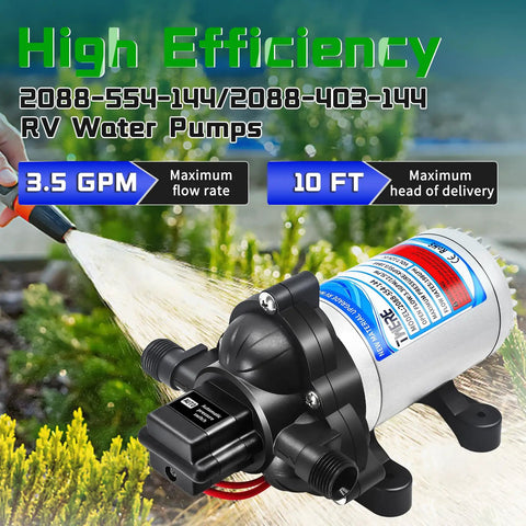 12V 45 PSI Diaphragm RV Water Pump Delivers 3.5 GPM Fresh Water For RVs Boats Yachts With One Half MNPT Connection