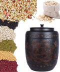 Ceramic Rice Dispenser With Heavy Duty Snap Lid Airtight Bulk Food Storage Container showcasing assorted grains and dried foods.