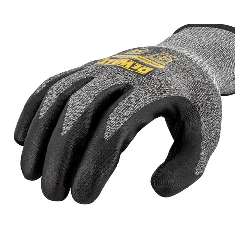 Foam Nitrile Palm Work Gloves With A3 Cut Resistance For Outdoor Jobs Construction And General Use Great Grip Puncture And Abrasion Protection Durable Hand Safety Size M, shown in a close-up view.