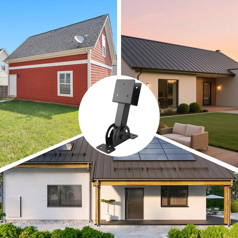 Beefed Up Heavy Duty Roof Riser Brackets Kit 3 Piece With 2 By 4 Adjustable Height Angled Pergola Brackets Black For Gazebos Carports And Patios Sturdy Metal Roof Beam Mounts