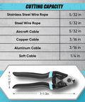 Heavy Duty Cable Cutter Seven And A Half Inch For Wire Rope And Aircraft Cables Cuts Up To Five Thirty Second Inch Diameter chart