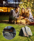 Outdoor Extension Cord With One To Three Outlet Splitter Built Tough All Weather 16 Gauge Three Conductor SJTW Waterproof Cable 125 Volt 13 Amp ETL Listed For Indoor And Outdoor Use shown in a garden setting with Christmas lights.