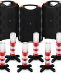 Image of 6 Piece Emergency Roadside Flares Kit With LED Safety Strobe Lights Bright Red Beacon Magnetic Base Detachable Stand Bulk Pack For Vehicle Breakdowns Batteries Not Included with storage cases.