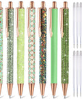 Seven Glitter Pens Set For Women With Ten Black Ink Refills Cute Sparkly Ballpoint Pens In Seven Designs, The Perfect Gift