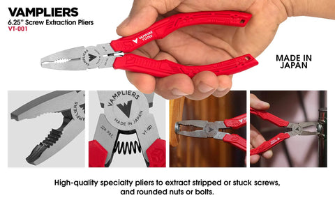 4-Piece Screw Extractor Pliers Set With Tool Pouch For Auto And Home Projects Includes 8 Inch Lineman Pliers, made in Japan
