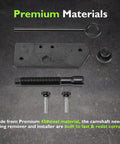Inner Cam Bearing Installer And Camshaft Puller Tool For Harley Evolution Engines set on dark background