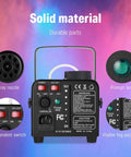 Back view of Fog Machine With RGB LED Light and 13 Color Modes, 500W 2000CFM Haze Machine showing spray nozzle and controls.