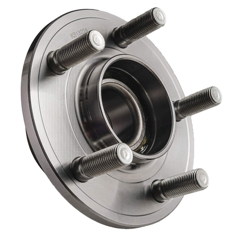 Close-up of Beefed Up 4 Piece Front And Rear Wheel Bearing Hub Assembly Kit for 2008 to 2014 Dodge Challenger and other models.