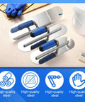 Pro Grade Three Piece Stainless Steel Concrete Trowel Set With 16 By 4 Inch 14 By 4 Inch And 12 By 4 Inch Flat Finishing Trowels