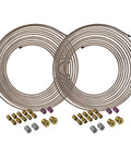 Copper-nickel brake line tubing coils with brass fittings, 3/16 in, 25 ft length, two full kits