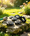 30 Pack Heavy Duty Stainless Steel Hose Filter Washers With Built‑In Strainer Screen For 3/4 Inch Garden And Shower Hoses To Block Debris Clogging And Keep Water Flowing Smooth For Quick Repair Jobs on rock with hose