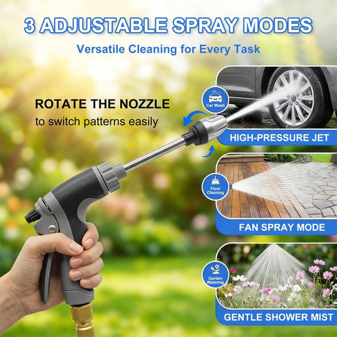 Heavy Duty Pressure Washer Gun With Three Spray Modes, Three Quarter Inch Hose Connection, for Yard Patio Car Pets.