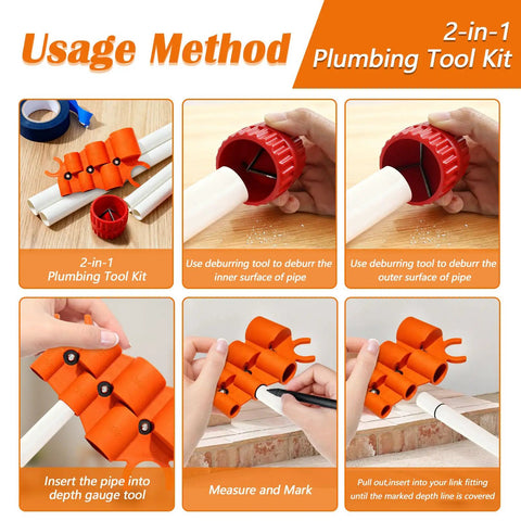 Pro Grade Depth Gauge And Pipe Deburring Tool Kit With Six Size Depth Gauge Set And Chamfer Reamer use demonstration