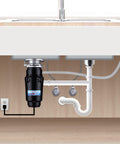 Anti Jam One Half HP Stainless Steel Garbage Disposal For Food Waste Grinding System with black finish under sink.