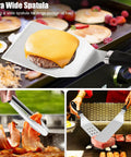 27 Piece Flat Top Grill Accessory Kit For Blackstone Outdoor Griddle Grillin Essentials with extra wide burger spatula, grilling bacon and steak.