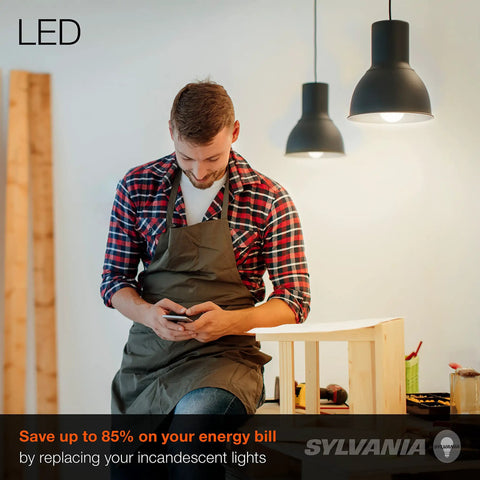 A19 LED Light Bulbs 100W Equivalent 16W Dimmable Frosted Medium Base Soft White 2700K 1600 Lumens in a modern home setting