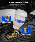 1L refilling bottle from 3L Vacuum Brake Bleeder Kit With Pneumatic Fluid Extractor, 18 Adapters, shown in car setup