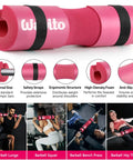 8 Piece Barbell Pad Set For Hip Thrusts And Squats, Includes Hip Pad, Squat Pad, Ankle Straps, Lifting Straps, Resistance Bands, Carry Bag, And Bench Press Accessories For Women And Men Home Gym Pro Grade Gear with pink barbell pad