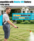 Person using Beast Battery Powered Backpack Sprayer 3.2 Gallon With Adjustable 0 To 80 PSI Compatible With Makita 18V Battery