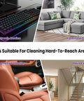 Collage showing cleaning areas: electronic device, furniture gaps, automotive interior, house wall for 4 Piece Vacuum Attachment Set