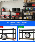 5 Tier Beefy Heavy Duty Metal Storage Shelving Rack With Adjustable Shelves, 3000 Lb Total Capacity, 60 Inch High, 28 Inch Wide, 12 Inch Deep, Ideal for Garage, Warehouse, Pantry, Kitchen, and Office with adjustable shelf height