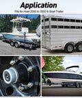 Heavy Duty Trailer Hub Cap Set For 2000 To 3500 Pound Dexter Axles 1.98 Inch Outer Diameter displayed on boat trailer