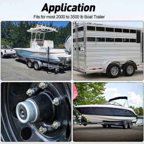 Heavy Duty Trailer Hub Cap Set For 2000 To 3500 Pound Dexter Axles 1.98 Inch Outer Diameter displayed on boat trailer