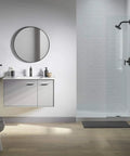 Modern bathroom with Matte Black Minimal Toilet Paper Holder K26571 BL Wall Mounted Bathroom Accessory on side wall
