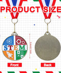 Front and back view of 20 Pack 2 Inch Science Education Medals With Neck Ribbons Bulk Academic Award Prizes for School