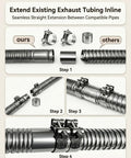 Flexible Stainless Steel Exhaust Tubing 1.5 In ID X 27.6 In Laser Welded Flex Pipe Kit with Coupler, Clamps Install Steps